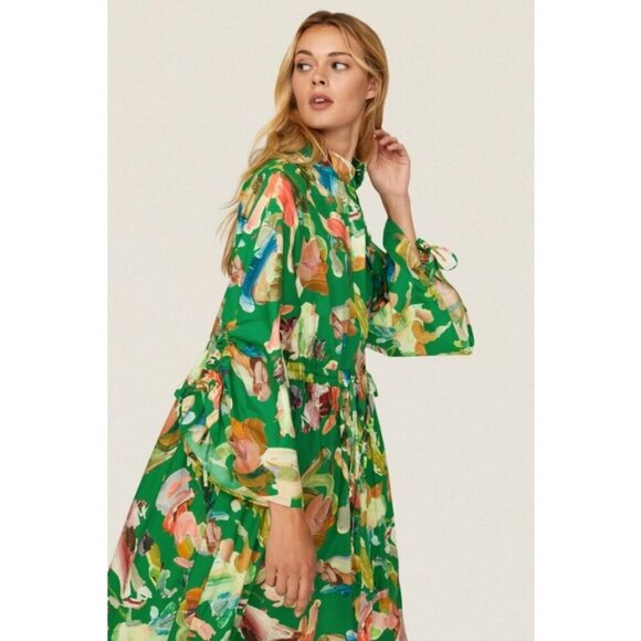 💕ALEMAIS💕 Arlo Shirt Dress ~ Multi-Color Abstract Watercolor Floral Print 8 - Picture 7 of 16